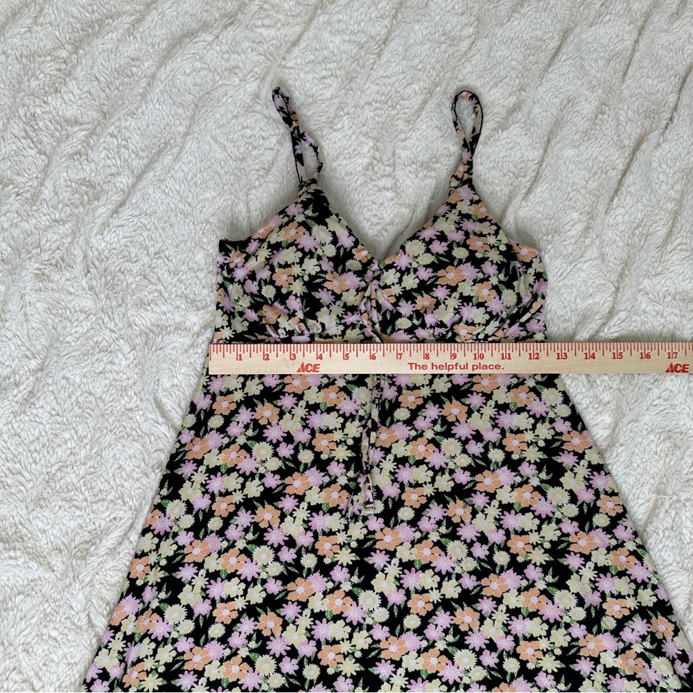 Y2K Women Mini Dress S Floral Black Multi color Baby Doll No Boundaries - Picture 6 of 7